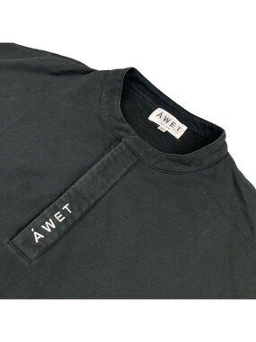 Awet Men’s Pullover Embroidered Henley Sweatshirt Black • XL